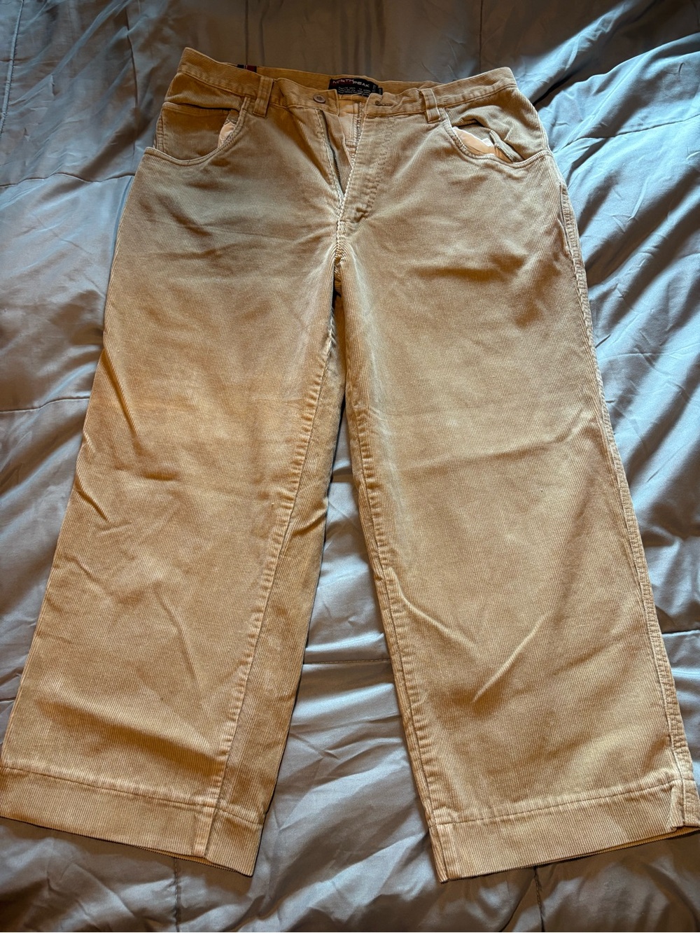 Y2K Baggy Wide Leg Corduroy Carpenter Pants Tan Khaki 38x34